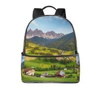 HEBSDFG Sac à dos d'école léger avec imprimé tournesols et soleil, joli sac à dos pour ordinateur portable, sac à dos élégant et décontracté, sac à dos de voyage, Village Scenic, One Size, Sac à dos
