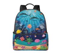 HEBSDFG Sac à dos d'école léger imprimé papillons blancs violets sac à dos mignon sac à dos pour ordinateur portable sac à dos élégant décontracté sac à dos de voyage, Le monde sous-marin des poissons
