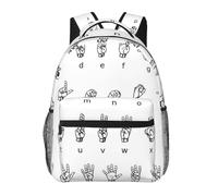 HEBSDFG Sac à dos d'école, sac à dos léger pour ordinateur portable, sac à dos décontracté pour étudiants, garçons et filles, Langue des signes de l'alphabet., One Size, Sac à dos daypack