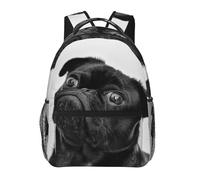 HEBSDFG Sac à dos d'école, sac à dos léger pour ordinateur portable, sac à dos décontracté pour étudiants, garçons et filles, Adorable chien carlin noir., One Size, Sac à dos daypack