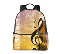HEBSDFG Sac à dos d'école, sac à dos pour ordinateur portable, sac à dos élégant et décontracté avec imprimé chien carlin, Notes de musique pour piano et violon, One Size, Sac à dos daypack