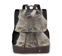 HEBSDFG Sac à dos en cuir synthétique imprimé requins marteaux pour femme, sac à dos pour ordinateur portable, école, voyage, travail, Raton laveur poilu, One Size, Sac à dos tyrolien