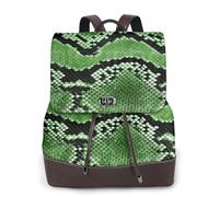 HEBSDFG Sac à dos en cuir synthétique imprimé requins marteaux pour femme, sac à dos pour ordinateur portable, école, voyage, travail, Peau de serpent verte., One Size, Sac à dos tyrolien