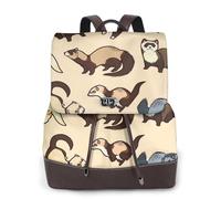 HEBSDFG Sac à dos en cuir synthétique imprimé requins marteaux pour femme, sac à dos pour ordinateur portable, école, voyage, travail, Furet poilu., One Size, Sac à dos tyrolien
