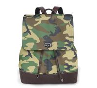 HEBSDFG Sac à dos en cuir synthétique imprimé requins marteaux pour femme, sac à dos pour ordinateur portable, école, voyage, travail, Camouflage militaire vert, One Size, Sac à dos tyrolien