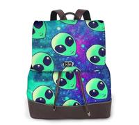 HEBSDFG Sac à dos en cuir synthétique imprimé requins marteaux pour femme, sac à dos pour ordinateur portable, école, voyage, travail, Vert alien, One Size, Sac à dos tyrolien