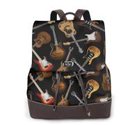 HEBSDFG Sac à dos en cuir synthétique imprimé requins marteaux pour femme, sac à dos pour ordinateur portable, école, voyage, travail, Guitares, One Size, Sac à dos tyrolien