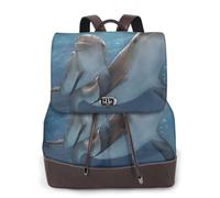 HEBSDFG Sac à dos pour femme en cuir PU imprimé cœurs rouges pour ordinateur portable pour l'école, les voyages, le travail, Winter the Dauphin, One Size, Sac à dos tyrolien