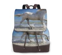 HEBSDFG Sac à dos pour femme en cuir PU imprimé cœurs rouges pour ordinateur portable pour l'école, les voyages, le travail, Couchers de soleil et chevaux du lac, One Size, Sac à dos tyrolien