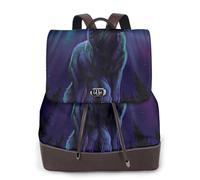 HEBSDFG Sac à dos pour femme en cuir PU imprimé éléphant 3D gris sac à dos pour ordinateur portable pour l'école, les voyages, le travail, Loups Howl In The Northern Lights, One Size, Sac à dos