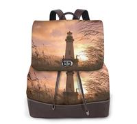 HEBSDFG Sac à dos pour femme en cuir PU imprimé oiseaux mystérieux pour ordinateur portable pour l'école, les voyages, le travail, Vue naturelle, One Size, Sac à dos tyrolien