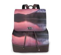 HEBSDFG Sac à dos pour femme en cuir PU imprimé rose shabby chic pour ordinateur portable pour l'école, les voyages, le travail, Ombre sur le lac, One Size, Sac à dos tyrolien