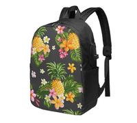 HEBSDFG Sac à dos pour ordinateur portable de 17 pouces pour homme et femme, West Desert avec imprimé cowboys équitation chevaux décontracté pour l'école, les voyages, le travail, Ananas tropical
