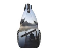 HEBSDFG Sac à dos rose avec imprimé cœur pour homme et femme, sac à bandoulière pour voyage, sports de plein air, randonnée, cyclisme, randonnée, Matin au lac, Taille unique, Sac à dos de