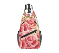 HEBSDFG Sac à dos rouge pleine lune motif éléphants Sac à dos à bandoulière avec fermeture éclair pour l'école, les voyages et le travail, Rose floral., One Size, Sac à dos en bandoulière