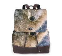 HEBSDFG Sac à dos West Desert avec cowboys à cheval imprimé pour femme, sac à dos en cuir PU, sac à dos pour ordinateur portable, sac à dos pour l'école, les voyages, le travail, Trendy Wolf, One Size