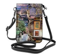 HEBSDFG Sac à main pour téléphone portable en cuir synthétique avec imprimé rose bleu sarcelle et rose pour homme et femme avec bandoulière réglable, San Francisco, Taille unique