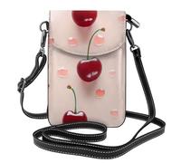 HEBSDFG Sac à main pour téléphone portable imprimé de nombreux chiens pour homme et femme en cuir PU avec bandoulière réglable, Jolie cerise rouge., Taille unique