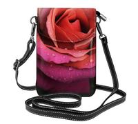 HEBSDFG Sac à main pour téléphone portable imprimé papillon pour homme et femme en cuir PU avec bandoulière réglable, Fleur de rose, Taille unique