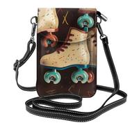 HEBSDFG Sac à main pour téléphone portable imprimé requins pour homme et femme en cuir PU avec bandoulière réglable, Patins à roulettes rétro colorés., Taille unique