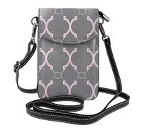 HEBSDFG Sac à main pour téléphone portable imprimé requins pour homme et femme en cuir PU avec bandoulière réglable, Quatrefoil gris., Taille unique