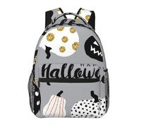HEBSDFG Sac d'école léger avec imprimé pingouin heureux, sac à dos pour ordinateur portable, sac à dos de voyage décontracté pour étudiants, garçons et filles, Joyeuse fête d'Halloween, One Size, Sac