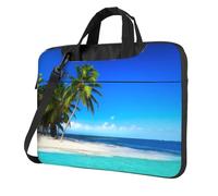 HEBSDFG Sac pour ordinateur portable imprimé palmiers et mer transparente, sacs d'ordinateur résistants aux chocs avec doublure antistatique, bandoulière convertible pour bureau, école, voyage, Noir