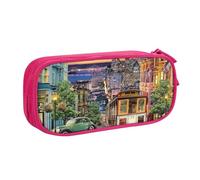 HEBSDFG san Francisco Trousse à crayons pour garçons et filles - Noir - Haute capacité - Trousse de maquillage pour étudiants, école, université, bureau, rose, One Size, Cartable