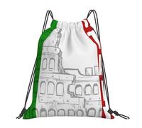 HEBSDFG Sea Turtle Sac à dos de sport léger et réutilisable avec cordon de serrage pour femme, Drapeau du Colisée romaine italien., One Size, Sac à dos de voyage