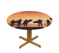 HEBSDFG Silhouette de Surfer People Nappe ronde imprimée M (138 cm de diamètre) - Polyester imperméable à bord élastique pour tables rondes, salle à manger intérieur/extérieur et cadeau