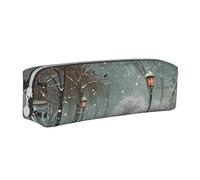 HEBSDFG Snow Falling in The Park - Trousse à crayons en cuir et trousse à maquillage - Organiseur minimaliste à fermeture éclair pour l'école, le bureau, les voyages - Cadeau élégant, blanc, Taille