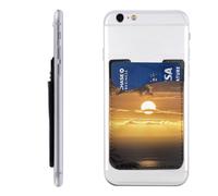 HEBSDFG Space Capsule Intérieur Imprimé Téléphone Card Holder Wallet, Adhésif Stick sur Téléphone Wallet Case pour iPhone et Android, Sunset Hawaii Beach, One Size, Décontracté