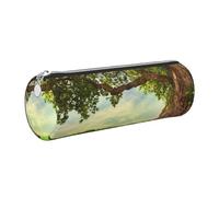 HEBSDFG Spring Park Trousse ronde en cuir avec fermeture éclair dorée pour l'école, le bureau, les voyages, Argenté., One Size, Cartable