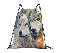 HEBSDFG Stone House Sac à dos de sport avec cordon de serrage pour femme Sac à dos de sport léger réutilisable Sac de courses, Animaux loup, One Size, Sac à dos de voyage