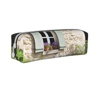 HEBSDFG Stone House - Trousse à crayons en cuir avec imprimé vélo et trousse à cosmétiques, organiseur minimaliste à fermeture éclair pour l'école, le bureau, les voyages, cadeau élégant, blanc,