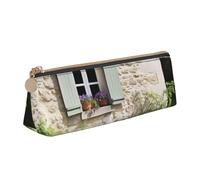 HEBSDFG Stone House Trousse triangulaire en cuir PVC avec fermeture éclair pour l'école, le bureau, les voyages, blanc, Taille unique, Cartable