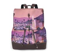 HEBSDFG Sunrise Horizon Sac à dos imprimé pour femme en cuir PU Sac à dos pour ordinateur portable Sac à dos pour l'école, les voyages, le travail, The Old Hollywood, One Size, Sac à dos tyrolien