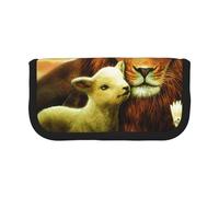 HEBSDFG Taekwondo Trousse à crayons en toile avec fermeture éclair pour l'école, les voyages, le bureau et les cadeaux, Coucher de soleil Lion Oiseau Agneau, One Size, Cartable