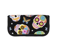 HEBSDFG Taekwondo Trousse à crayons en toile avec fermeture éclair pour l'école, les voyages, le bureau et les cadeaux, Sugar Skulls Butterfly, One Size, Cartable