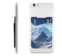 HEBSDFG Tahiti Beach Imprimé Téléphone Card Holder Wallet, Adhésif 3M Stick sur Téléphone Portefeuille Etui pour iPhone et Android, Snowy Mountain., Taille unique, Décontracté