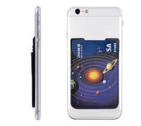 HEBSDFG Tahiti Beach Imprimé Téléphone Card Holder Wallet, Adhésif 3M Stick sur Téléphone Portefeuille Etui pour iPhone et Android, Système solaire., Taille unique, Décontracté