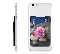 HEBSDFG Tahiti Beach Imprimé Téléphone Card Holder Wallet, Adhésif 3M Stick sur Téléphone Portefeuille Etui pour iPhone et Android, Pierres avec œillet rose, Taille unique, Décontracté