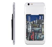 HEBSDFG Tahiti Beach Imprimé Téléphone Card Holder Wallet, Adhésif Stick sur Téléphone Wallet Case pour iPhone et Android, Wall of Radio Boombox, One Size, Décontracté
