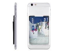 HEBSDFG Tahiti Beach Imprimé Téléphone Card Holder Wallet, Adhésif Stick sur Téléphone Wallet Case pour iPhone et Android, Blanc romantique mer Égée, One Size, Décontracté