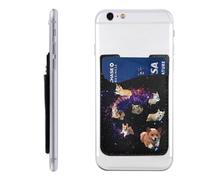 HEBSDFG Tahiti Beach Imprimé Téléphone Card Holder Wallet, Adhésif Stick sur Téléphone Wallet Case pour iPhone et Android, Chien mignon de l'espace, One Size, Décontracté