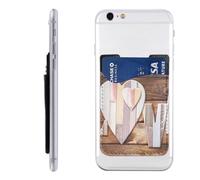 HEBSDFG Tahiti Beach Imprimé Téléphone Card Holder Wallet, Adhésif Stick sur Téléphone Wallet Case pour iPhone et Android, Amour en bois, One Size, Décontracté
