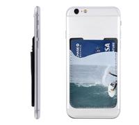 HEBSDFG Tahiti Beach Imprimé Téléphone Card Holder Wallet, Adhésif Stick sur Téléphone Wallet Case pour iPhone et Android, Surfer sur les vagues de la mer, One Size, Décontracté