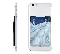 HEBSDFG Tahiti Beach Imprimé Téléphone Card Holder Wallet, Adhésif Stick sur Téléphone Wallet Case pour iPhone et Android, Marbre blanc et bleu, One Size, Décontracté