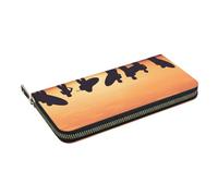 HEBSDFG Tahiti Beach Portefeuille long imprimé pour homme et femme en cuir PU avec porte-cartes et fermeture éclair, Silhouette de Surfer People, Taille unique, Décontracté
