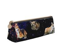 HEBSDFG Tahiti Trousse à crayons triangulaire et pochette à cosmétiques en cuir PVC avec fermeture éclair pour l'école, le bureau, les voyages, Chien mignon de l'espace, One Size, Cartable